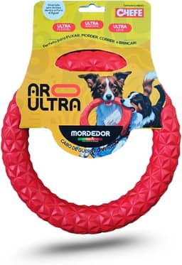 CHEFE Mordedor ARO Ultra, Brinquedo para Cães, Ultra Resistente e Flexível, Tamanho Médio, Vermelho (médio)