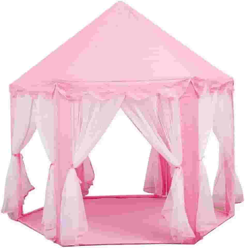 Barraca Infantil Tenda Dobravel Iluminada Toca Casinha Castelo Grande Luzes Menina Rosa
