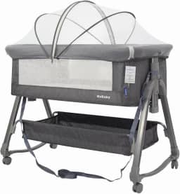 Berço Portátil Moises Co-bed Com Balanço Mosquiteiro e Cesto Cinza - KaBaby
