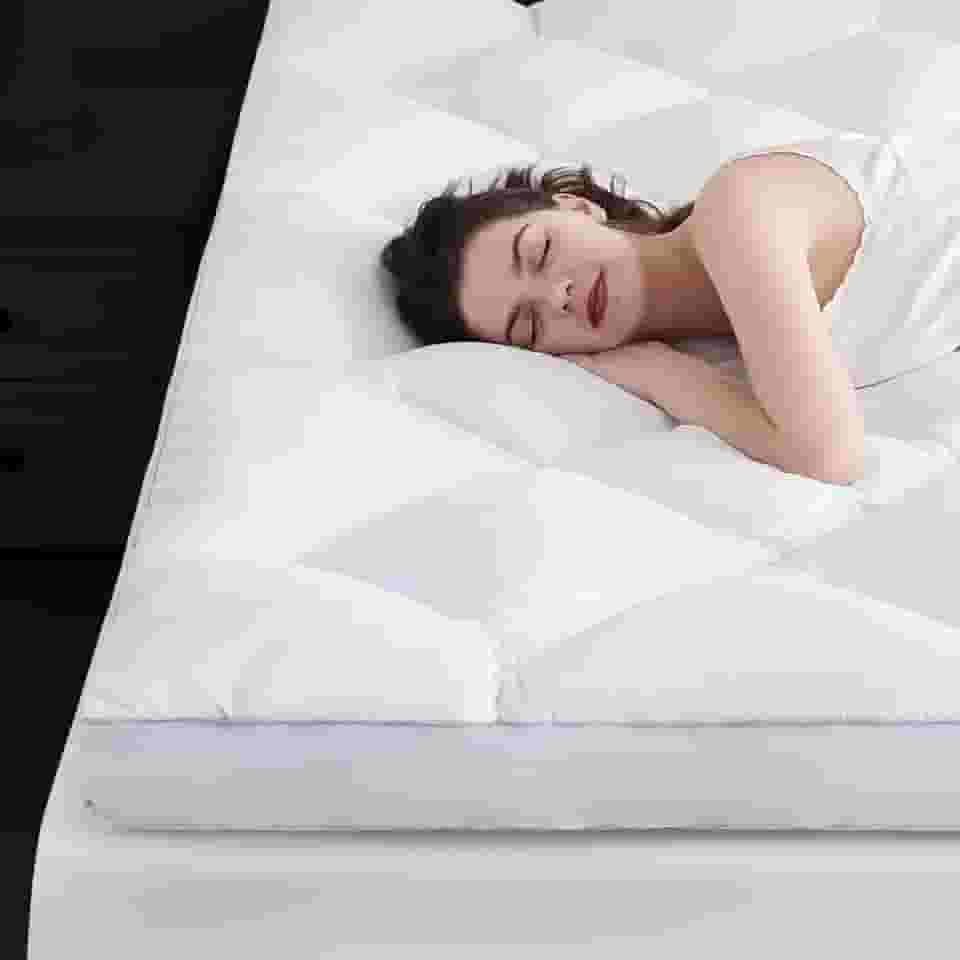 DOWNCOOL Colchão de 7,6 cm ultragrosso e fofo suporte de espuma viscoelástica para dor no corpo, almofada com design de malha respirável para sono profundo