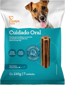 Chalesco Papaya Pets Snack Cuidado Oral para Cães 110 g Porte P Sabor Frango