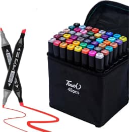 Canetas Ponta Dupla 48 cores – Brush Pen e Fina, Marcadores Artísticos para Lettering, Desenho, Bullet Journal, Colorir, Secagem Rápida, Não Tóxicas, Precisão e Durabilidade; Codificados (Seven)