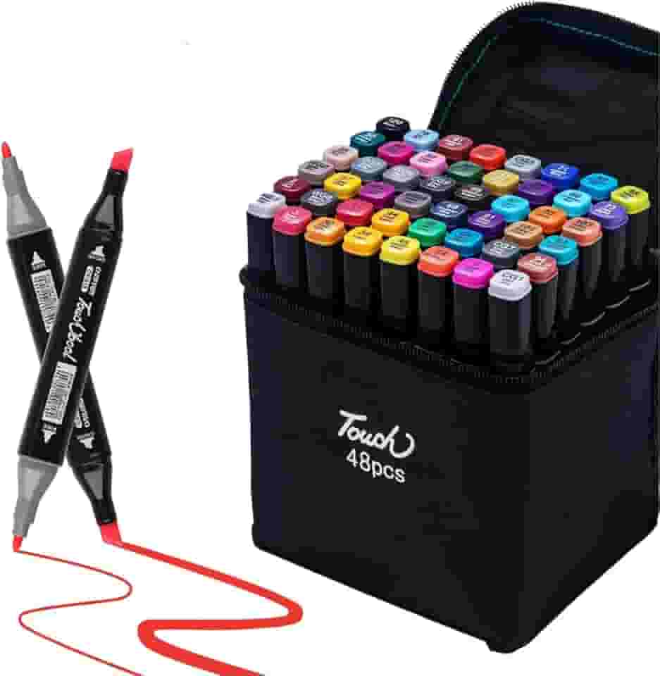 Canetas Ponta Dupla 48 cores – Brush Pen e Fina, Marcadores Artísticos para Lettering, Desenho, Bullet Journal, Colorir, Secagem Rápida, Não Tóxicas, Precisão e Durabilidade; Codificados (Seven)