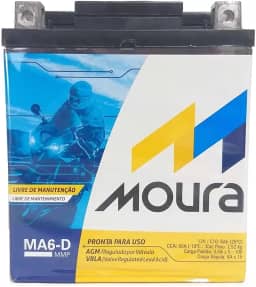 Bateria Moura AGM Vrla Para Motocicletas Ma6-D 12V 6Ah - Polo Direito
