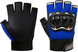 Luva Motociclista Ciclista Meio Dedo Respirável com Proteção nas Juntas – Touchscreen, Antiderrapante, Alta Ventilação