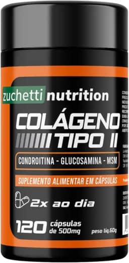 Colágeno Tipo 2 Condroitina e Glucosamina Msm 120 Cápsulas 500mg Zuchetti nutrition
