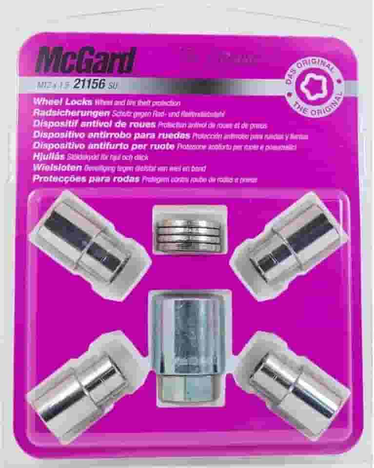 Parafuso Antifurto Mcgard original Kit de Roda c/porca chave segredo importado contra roubo e remoção resistente cromado homologado montadoras (21156)