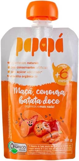 Papinha Orgânica Maçã, Cenoura e Batata Doce 100g - Papapá