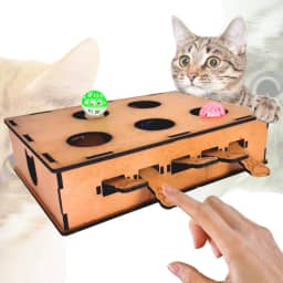 Brinquedo Para Gatos Caça Rato Piano interativo em Mdf Cru Com Bolinhas De Guizo