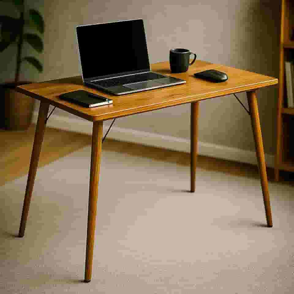 Mesa Escrivaninha Quarto Escritório Madeira Maciça Montável (Natural)