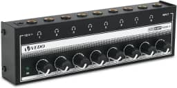 HA-800P Amplificador de fone de ouvido, amplificador de áudio estéreo de 8 canais, divisor de fone de ouvido multiportas, mixer para estúdios de gravação e bandas, com 8 portas de saída e 1 porta de