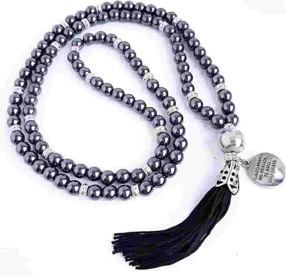 Japamala 108 contas em Hematita Natural pingente Hoponopono