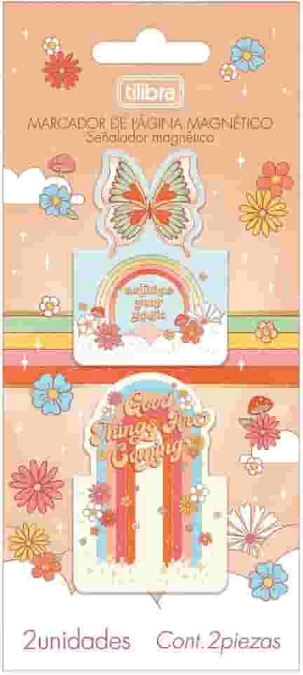 Tilibra - Marcador de Página Magnético Flowers com 2 Unidades
