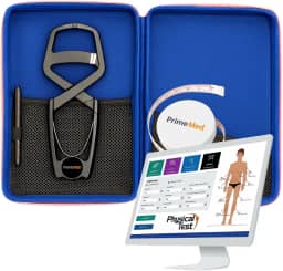 Adipômetro Clínico Neo Prime Preto + Estojo Luxo + Trena corporal + Lápis de marcação + Software Physical Test