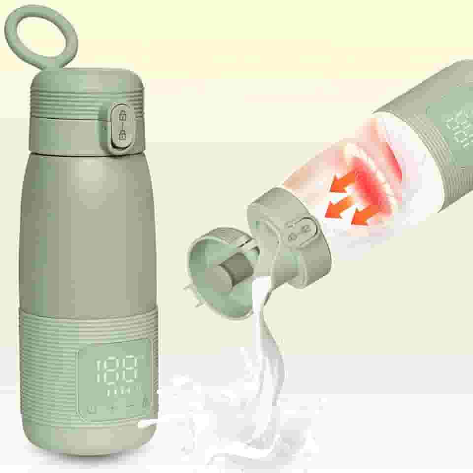 Aquecedor de mamadeira portátil para viagens – dois modos de aquecimento para leite materno e água, aquecimento rápido de 3 minutos, grande capacidade de 500 ml, bateria de longa duração, serve na
