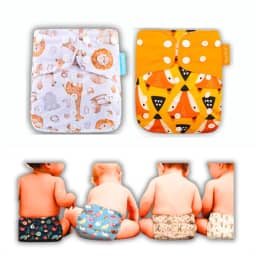 Kit 2 Fraldas Ecológicas De Pano Ajustáveis + 3 Absorventes (Sem Gênero)