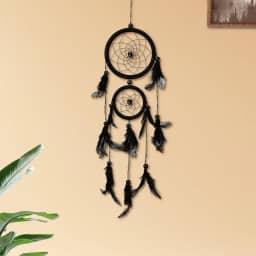 Decorações com pingente de apanhadores de sonhos, apanhador de sonhos feito à mão, adequado para sala de estar, enfeite de quarto (preto)