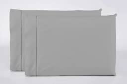 Kit 2 Fronhas Avulsas Percal 400 Fios Ponto Palito 100% Algodão (Cinza)