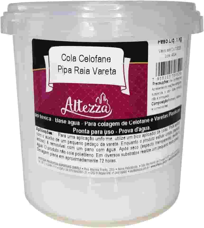Cola Celofane Pipa Raia Vareta 1Kg Altezza - Base Água Para Colagem de Celofane e Varetas Plásticas - Resistente, Eficaz, À Prova D'água e Pronta Para Uso