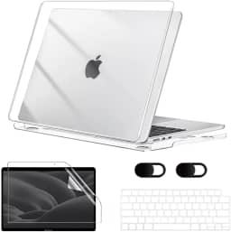 Capa para Macbook New Air 13,6'' A2681 (M2) 2022/A3113(M3) 2024/A3240(M4) 2025, Com Película de Teclado e Película de Tela Hidrogel, Película de Privacidade para Lente (Transparente Cristalino)