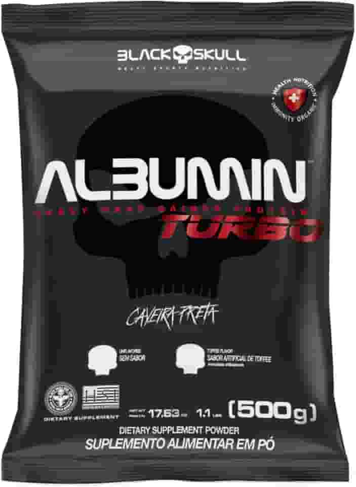 Black Skull Refil Albumin Turbo Sem Sabor 500G