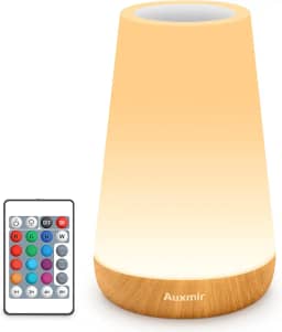 Auxmir Lâmpada de cabeceira de LED, luz noturna, controle remoto, regulável, 13 cores, 5 cores que mudam de brilho, ajustável, recarregável, lâmpada portátil para bebês, crianças, quarto, sala de