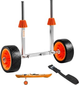 VEVOR Carrinho de caiaque, capacidade de carga de 113 kg, carrinho de canoa com pneus de borracha sólida de 19 cm e suporte, monta e desmonta em segundos, carrinho de prancha de remo para caiaques