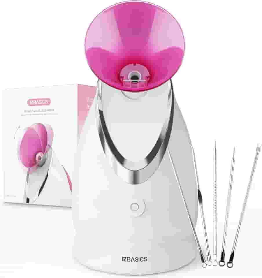 EZBASICS Vaporizador facial iônico facial para tratamento facial doméstico, umidificador de névoa quente, atomizador para sauna facial, spa, hidratação dos seios nasais, desobstrui os poros, 1 pacote