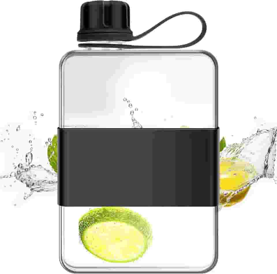 Garrafa de água plana, garrafa de água quadrada à prova de vazamento, garrafas de água planas e finas para viagem, sem BPA, garrafa de água para meninas, para atividades físicas, atividades ao ar