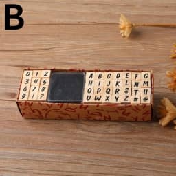Conjunto de 40 carimbos do alfabeto vintage de madeira de borracha com símbolo de letras com bloco de tinta preta para planejamento de cartões, scrapbook (B)