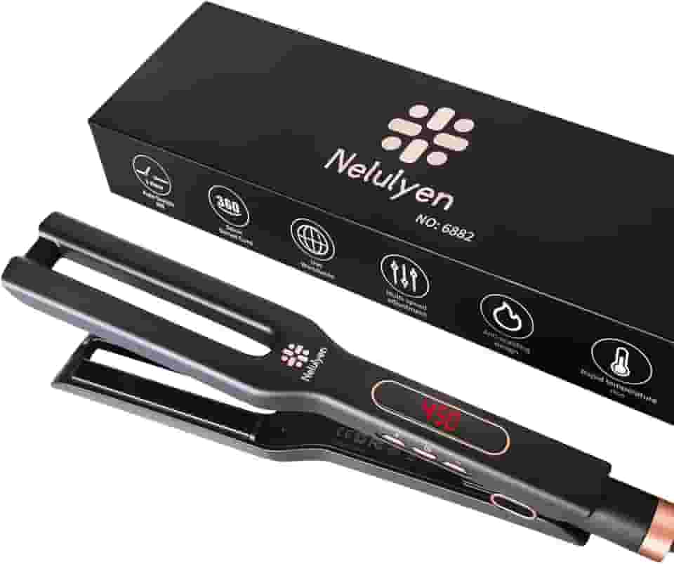 Alisador de cabelo para mulheres, alisador de placa dupla de 4,3 cm de largura, placas flutuantes 3D chapinha plana com temperatura ajustável para todos os tipos de cabelo, aquecimento