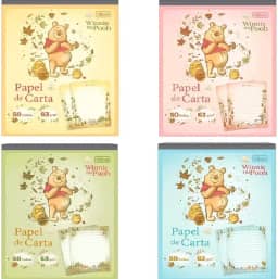 Tilibra Bloco Papel de Carta Pooh, 17,7 x 24 cm, 50 Folhas Decoradas, Capas Sortidas, 1 UNIDADE