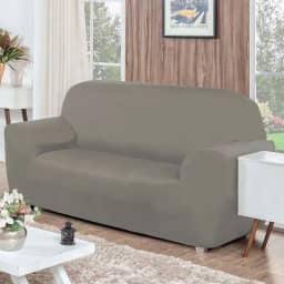 Capa de Sofá 3 Lugares com Elástico Agarradinha em Tecido Malha Gel Cores Alegres (Cinza)