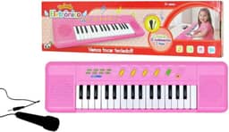 Teclado Infantil Rosa Brinquedo Microfone Piano Educativo Musical