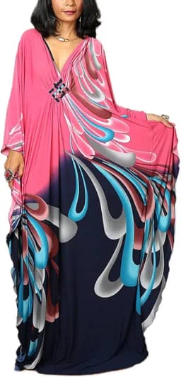 Vestido feminino caftan estampa floral túnica manga curta saída de banho para o verão