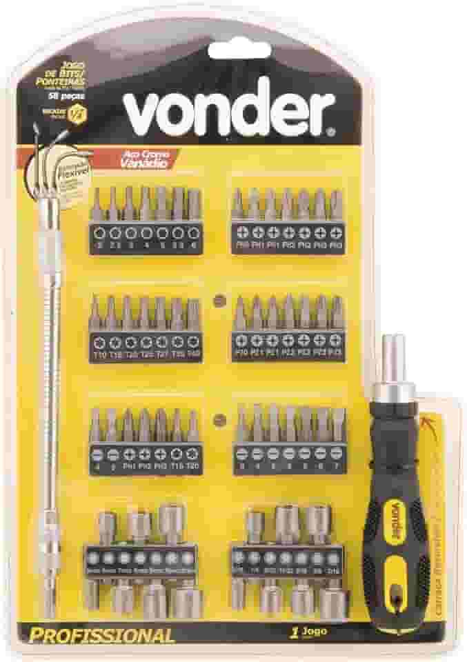 Vonder, Jogo De Bits/Ponteiras, Com 58 Peças, Encaixe Sextavado 1/4'.