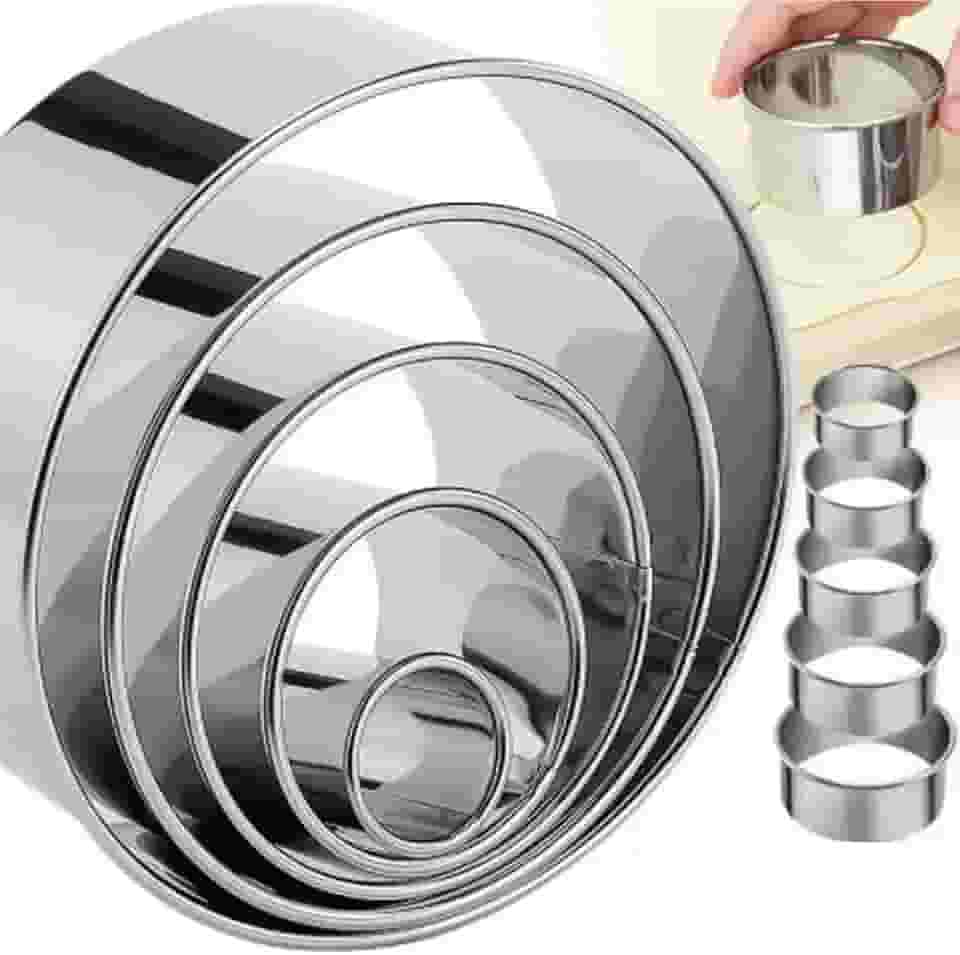 5 pçs/conjunto de molde redondo de aço inoxidável para bolinhos de massa para cortar a pele, faça você mesmo, utensílios para assar bolos, utensílios de cozinha