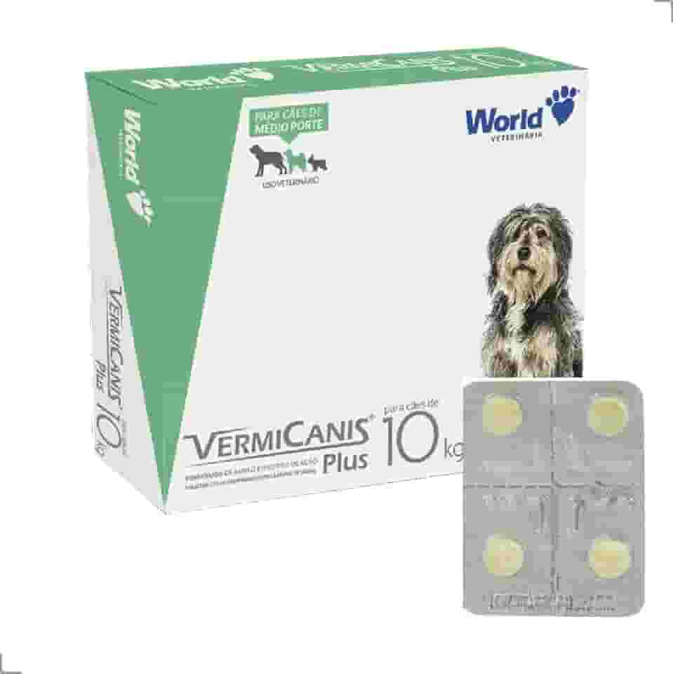 Vermicanis Plus, Vermífugo para Cães de Médio Porte até 10kg, 4 Comprimidos