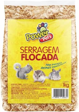 Serragem Flocada Power Pets para Roedores e Pássaros - 1 kg