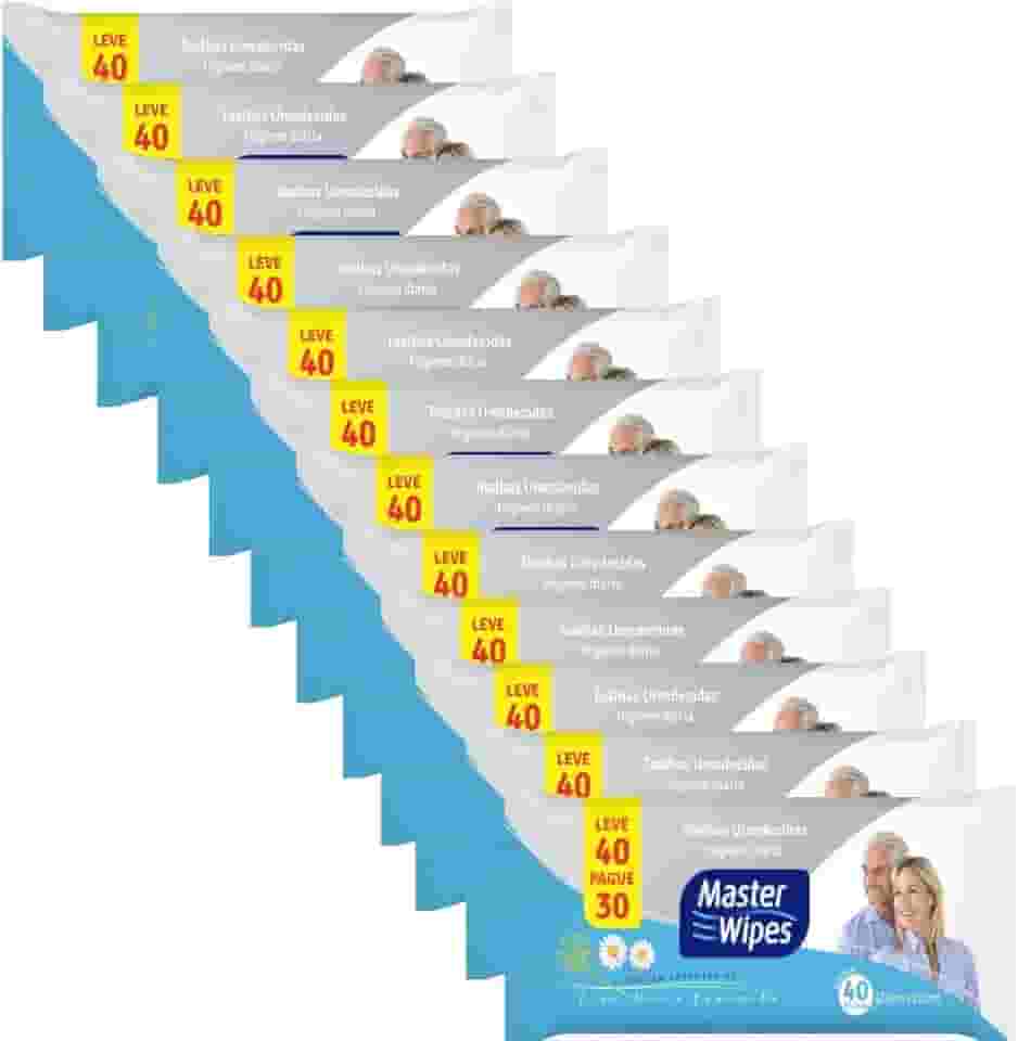 KIT TOALHA UMEDECIDA MASTER WIPES ADULTO HIGIENE DIÁRIA LEVE 480 PAGUE 360 UN