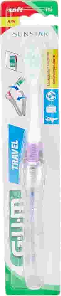 Escova Dental para Viagem GUM com cerdas antibacterianas e limpador de língua, Gum, Sortidas