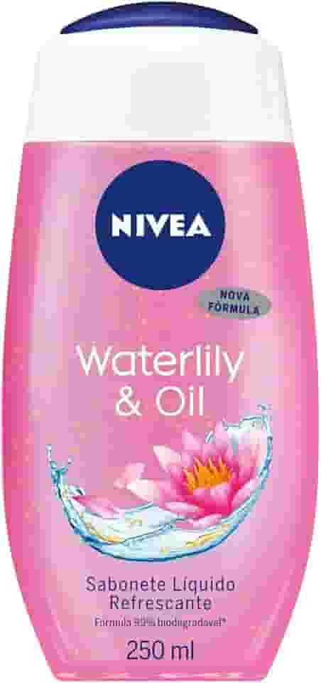 NIVEA Sabonete Líquido Waterlily & Oil 250ml - Refrescante com fragrância de lírio d’água e óleo, fórmula 100% biodegradável, sensação de pele macia, fresca e bem cuidada