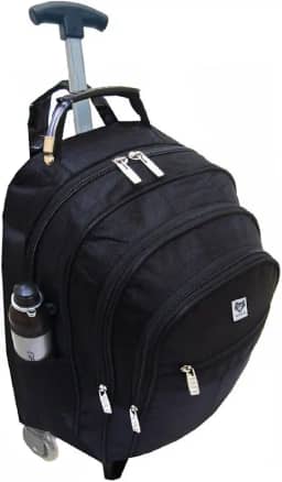 BEZZTER Mochila de Rodinhas Executiva para Escola, Notebook 15/16 Pol, Viagem e Faculdade - Preta com Rodinhas Em Gel e Compartimento para Notebook