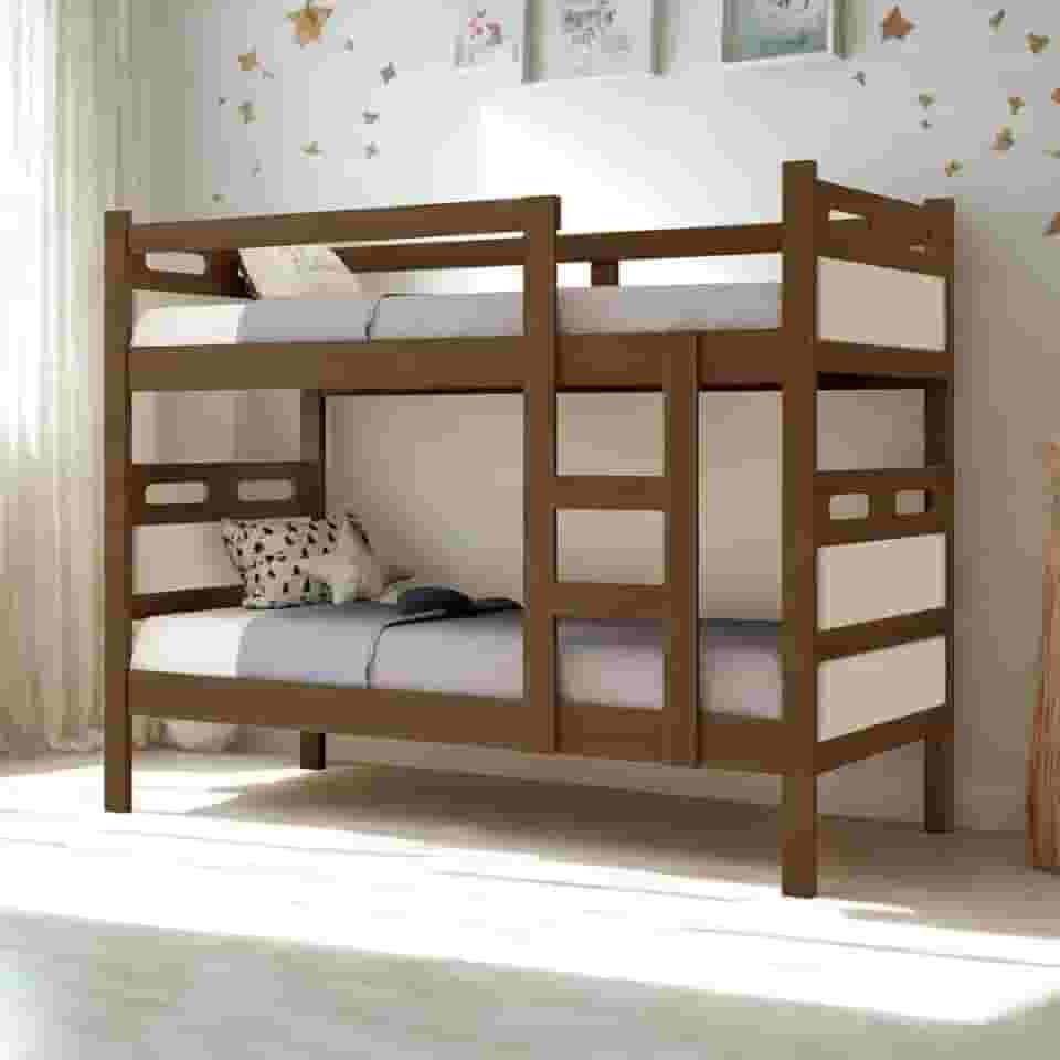 Beliche Compacta Solteiro Com Protetor Vira Duas Camas Seguras e Confortáveis (Legno/OffWhite)