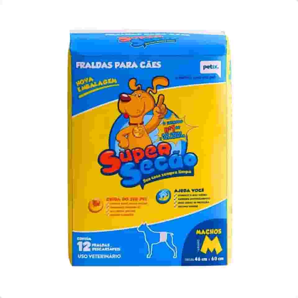 Fralda Descartável para Cães Machos Super Secão 12 Unidades-M