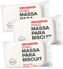 Kit 3 Massas Para Biscuit 255 Gramas Branco Para Artesanato
