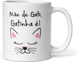 Caneca Mãe de Gato Gatinha é 325ml Ceramica