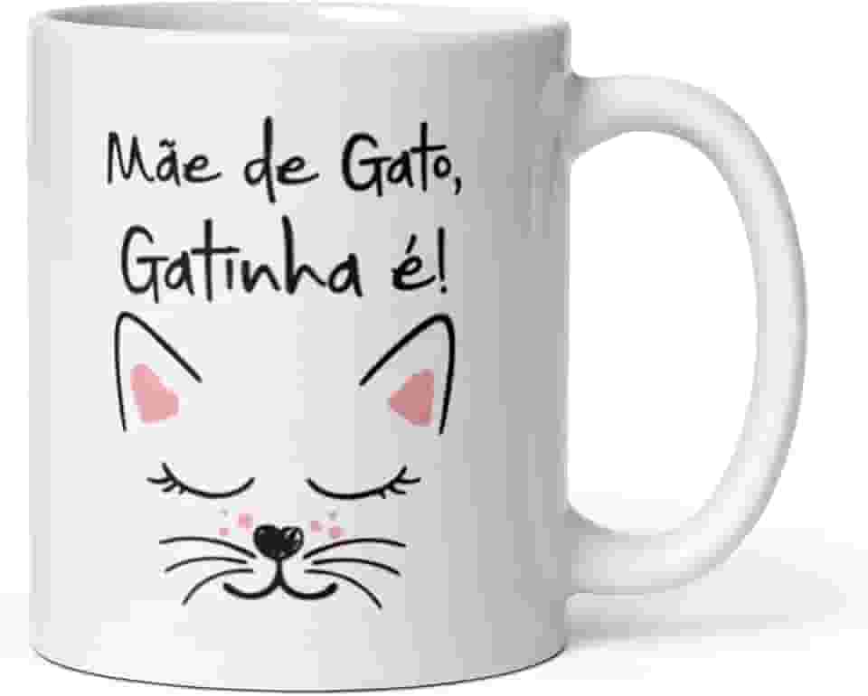 Caneca Mãe de Gato Gatinha é 325ml Ceramica