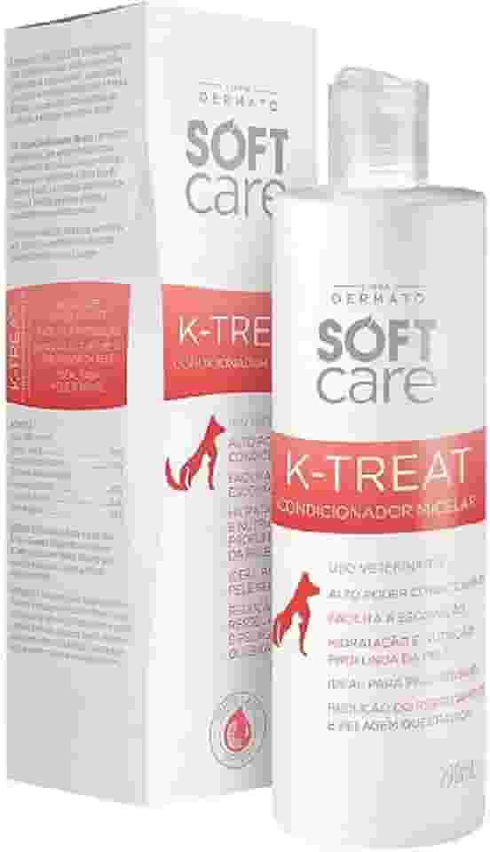 K-Treat Condicionador Micelar Soft Care 290mL - Condicionador com hidratação intensiva para pele e pelagens sensíveis de cães e gatos - Auxílio na recuperação da pele