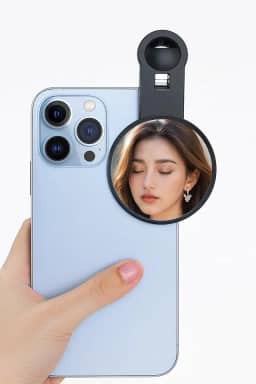Espelho para Selfie com Clip, Acessório para Câmera Traseira de Smartphone, para Fotos e Vlog
